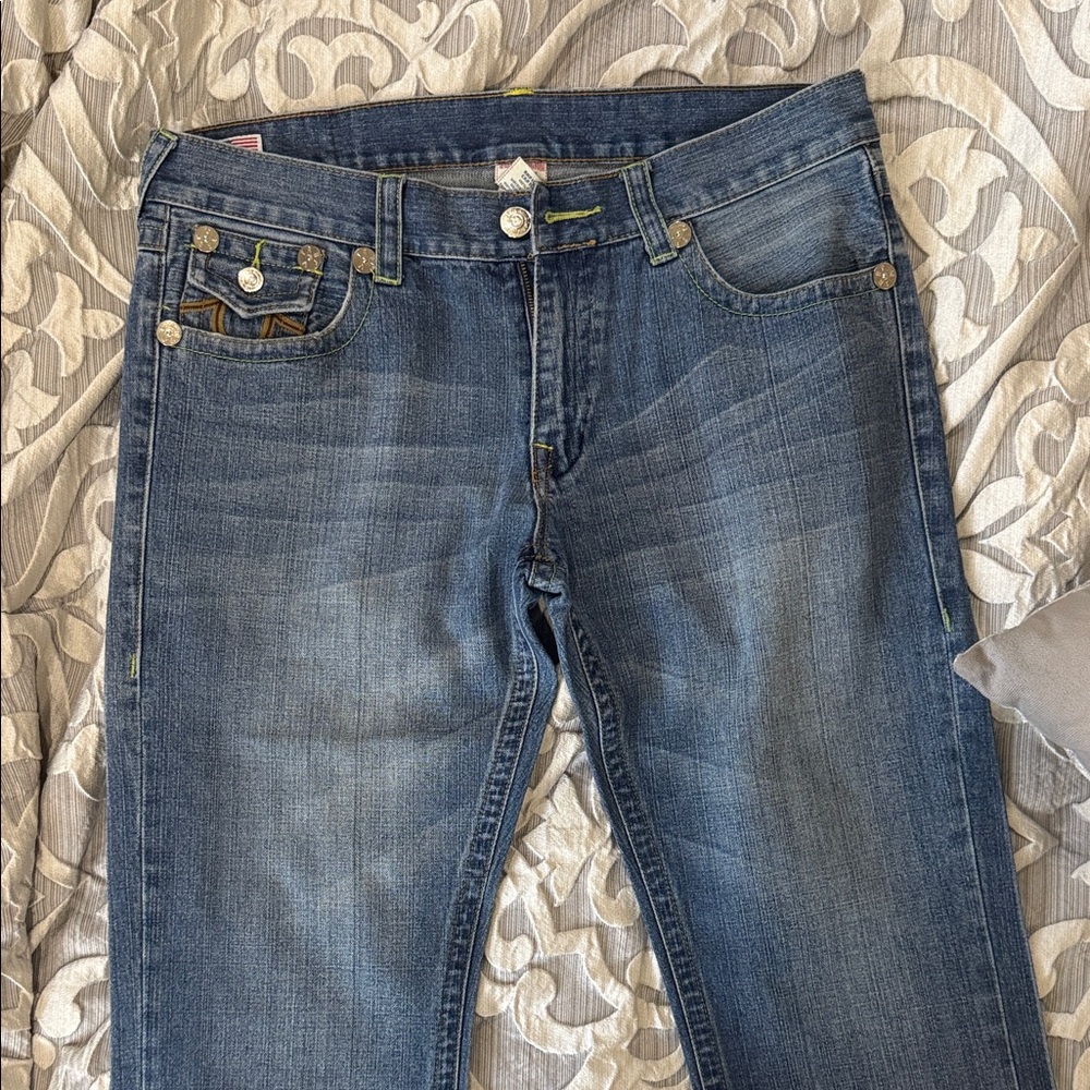 Men's Classic Straight Jeans - Washed Blue Denim
